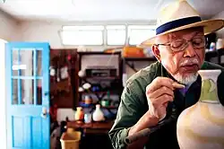 Crispin Gonzalez working at his Claremont studio