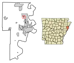 Location of Jericho in Crittenden County, Arkansas.