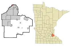 Location of the city of Lilydale within Dakota County, Minnesota