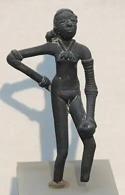 The Dancing Girl; 2400–1900 BC; bronze; height: 10.8 cm; National Museum (New Delhi, India)