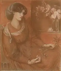 Dante Gabriel Rossetti, Mariana, 1868. This chalk study was part of Aglaia Coronio's collection.[11]