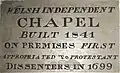 Date plaque, 1841. Plough Lane Chapel, Lion Street, Brecon.