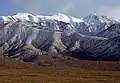 View from north at Wildrose Canyon with Rogers Peak (left), Bennett Peak (middle), Telescope Peak (right)