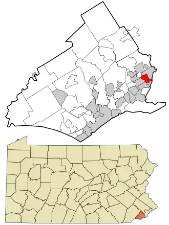 Location in Delaware County and the U.S. state of Pennsylvania