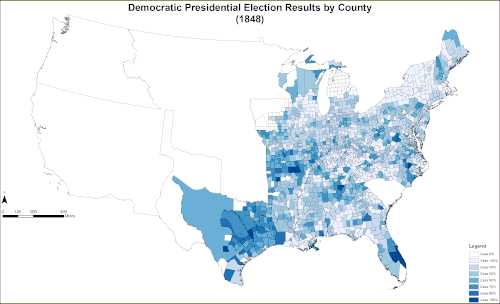Map of Democratic presidential election results by county