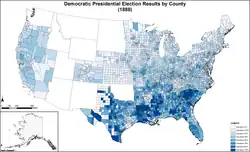 Map of Democratic presidential election results by county