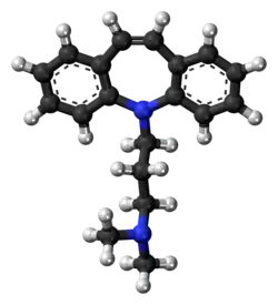 Ball-and-stick model of the depramine molecule