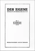 Der Eigene, vol. 11 (1926), no. 1 - ten issues in this format