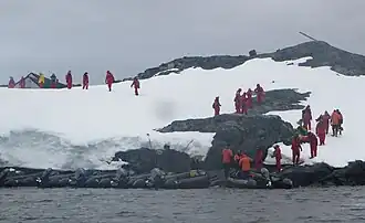 Tourists visit Detaille Island