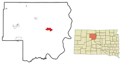 Location in Dewey County and the state of South Dakota