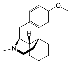 Chemical structure of dextromethorphan.