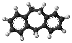 Ball-and-stick model of the dibenzocycloheptene molecule