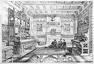 Illustration from Examples of Ancient and Modern Furniture, Metal Work, Tapestries, Decorations (1876).