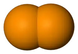 Spacefill model of diphosphorus