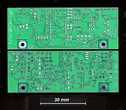 Plating of plated-through holes:, Above – Top layer, Down – Bottom layer
