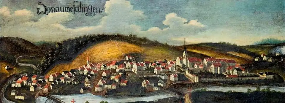 Donaueschingen village and castle around 1680