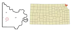 Location within Doniphan County and Kansas
