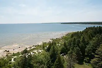 Shore of the island as seen from the lighthouse