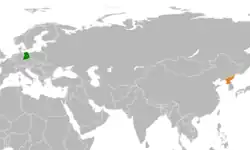 Map indicating locations of East Germany and North Korea