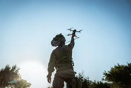Egoz soldier operating a drone