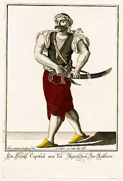 Man stepping forward unsheathing a scimitar