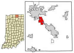 Location of Dunlap in Elkhart County, Indiana.