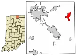 Location of Middlebury in Elkhart County, Indiana.