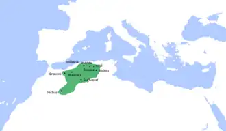 Territories controlled by Emir Abdelkader in 1839