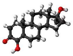 Ball-and-stick model of the enestebol molecule