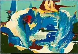 A Current (1975). Enamel on canvas. 81 × 116