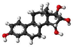 Ball-and-stick model of the estetrol molecule