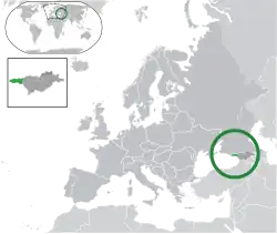 Map showing Abkhazia in Europe
