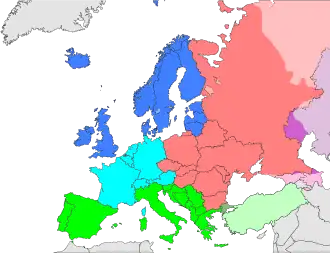 UN geoscheme for Europe Eastern Europe Northern Europe Southern Europe Western Europe