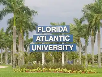 The entrance sign at Florida Atlantic University