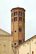 The bell tower of the Church of Santa Maria ad Nives
