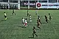 Fatih Vatan Spor (white/red) vs Fatih Karagümrük (black/red) in the first leg of 2021-22Women's Super League play-offs.