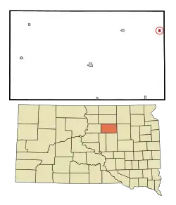 Location in Faulk County and the state of South Dakota
