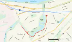 Map with the Fenway highlighted in red.