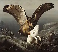 An Eagle-Owl Seizes a Hare, 1860