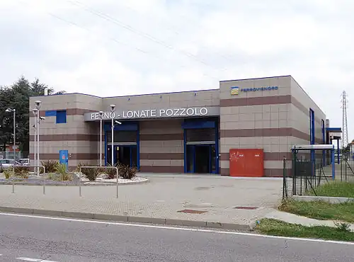 Square two-story building with flat roof