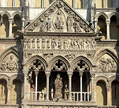 Gothic loggia above the main portal