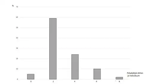 Biased number of polydactylous toes in a Main Coon population