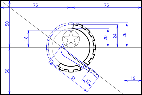 Construction sheet of the flag of Angola