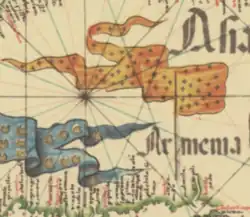 Flag attributed to Cilician Armenia as shown on Diogo Homem's Chart (1563)[12]