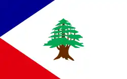 Shukri El Khoury&nbsp;[ar]'s proposed flag featuring red and blue triangles added to honor the French mandate (1918)