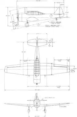3-view line drawing of the Fleetwings BT-12 Sophomore