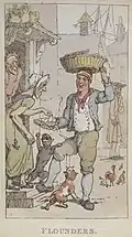 "Flounders: Selling fish" from Rowlandson's Characteristic Sketches of the Lower Orders, 1820