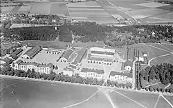 Aerial view of the barracks area in Uppsala in 1936.
