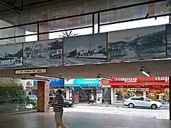 Historic photos at the Bus Terminal, including the Calado Station (third image from left to right).