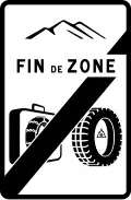 End of a zone where winter equipment is compulsory